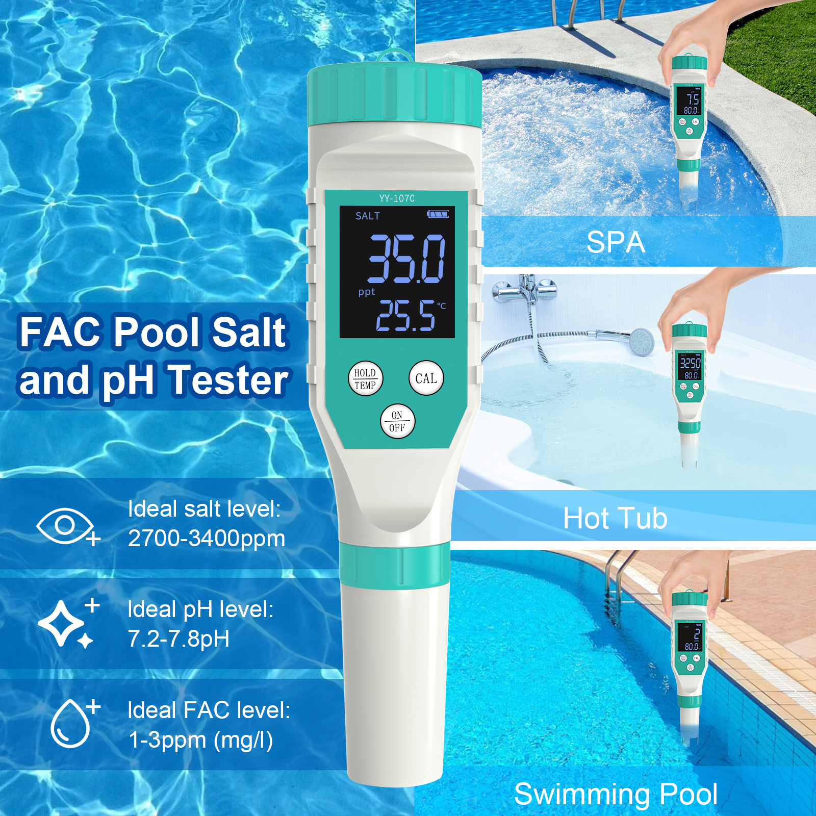 Digital PH/Chlorine/ORP/EC/TDS - Marine Aquarium Water Testing reseña y precio