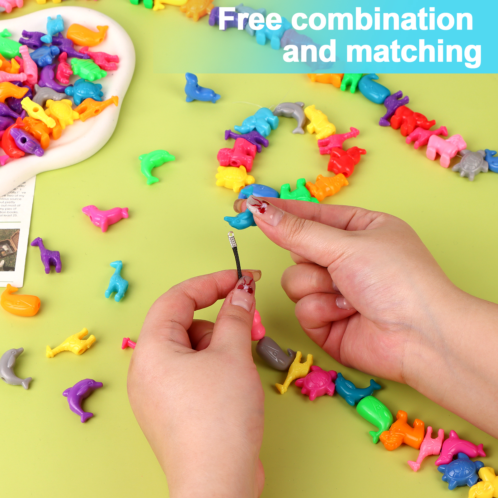 800 Pcs Animal Shaped Beads An - Marine Zoo reseña y precio
